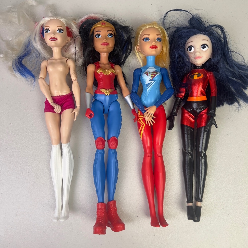 Mattel DC Super Hero Girls & Disney Dolls Lot Wonder Woman Supergirl Violet Good